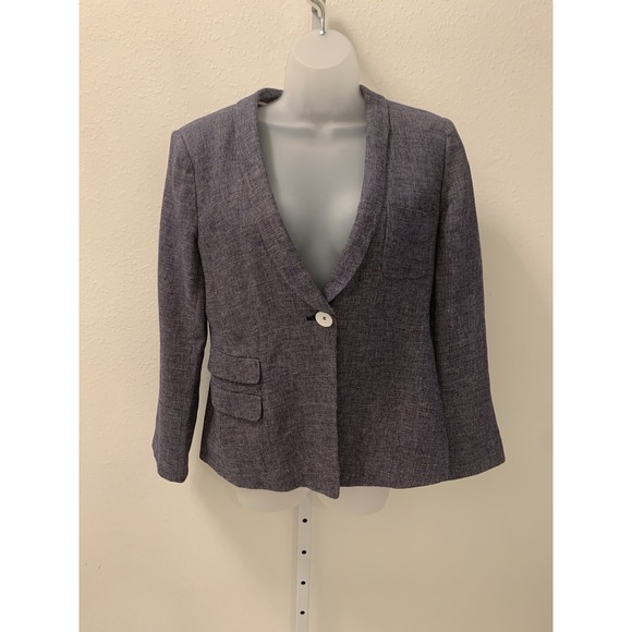 Armani Collezioni Jackets & Blazers - VTG Giorgio Armani  Plaid Black Linen Blazer Size 8 A624